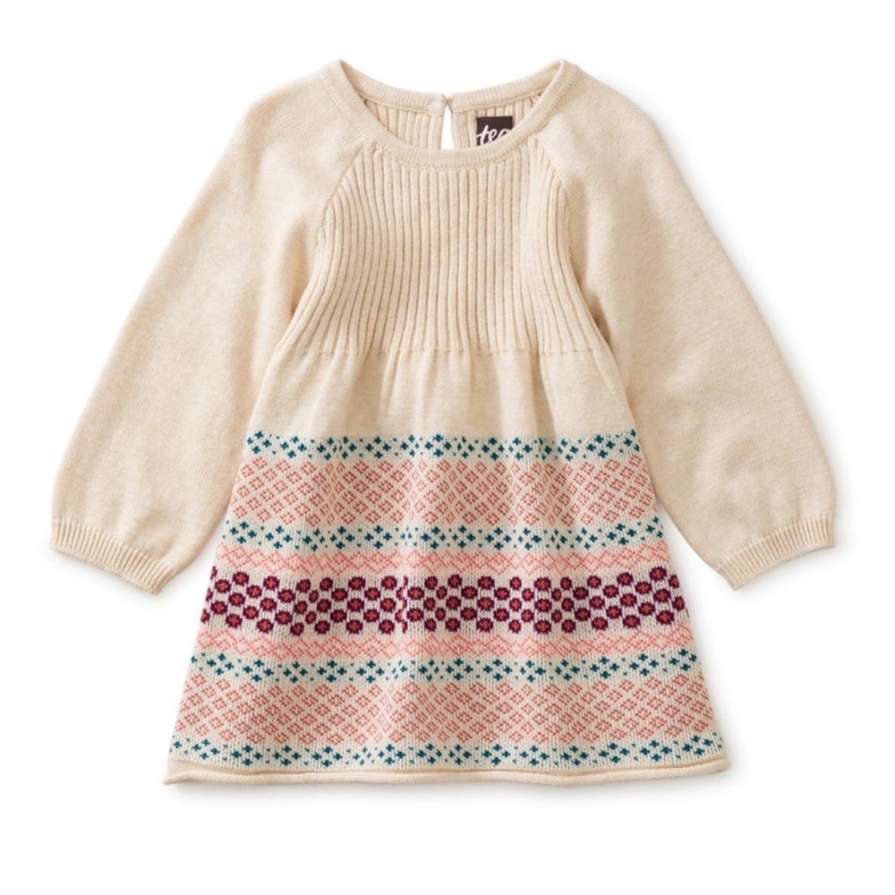 Tea Collection - Fair Isle Sweater Dress - Oatmeal Heather